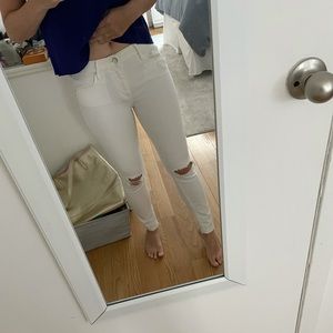 Mother White Ripped Jeans